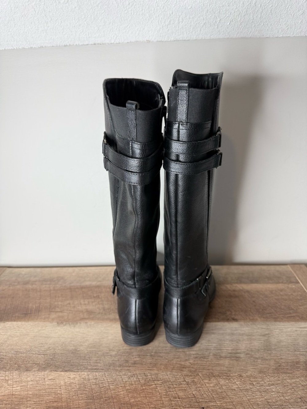 NATURALIZER New Jessie High Shaft Leather Riding Boots Black Buckle Zipper 7.5 - Picture 8 of 14